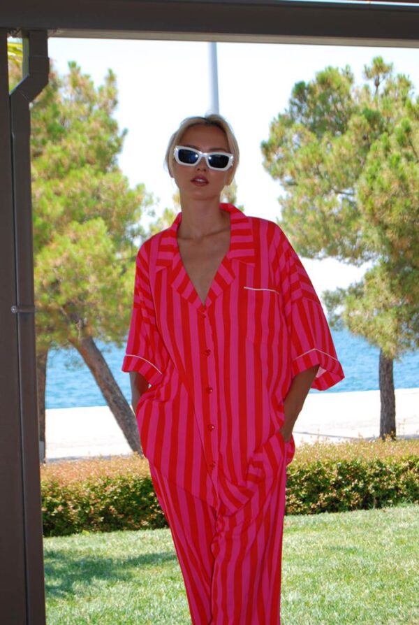 Vicky Shirt Red/Pink Stripes