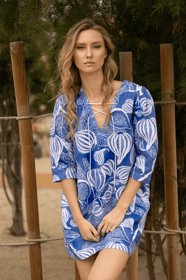 HESPERA DRESS BLUE FIGUES