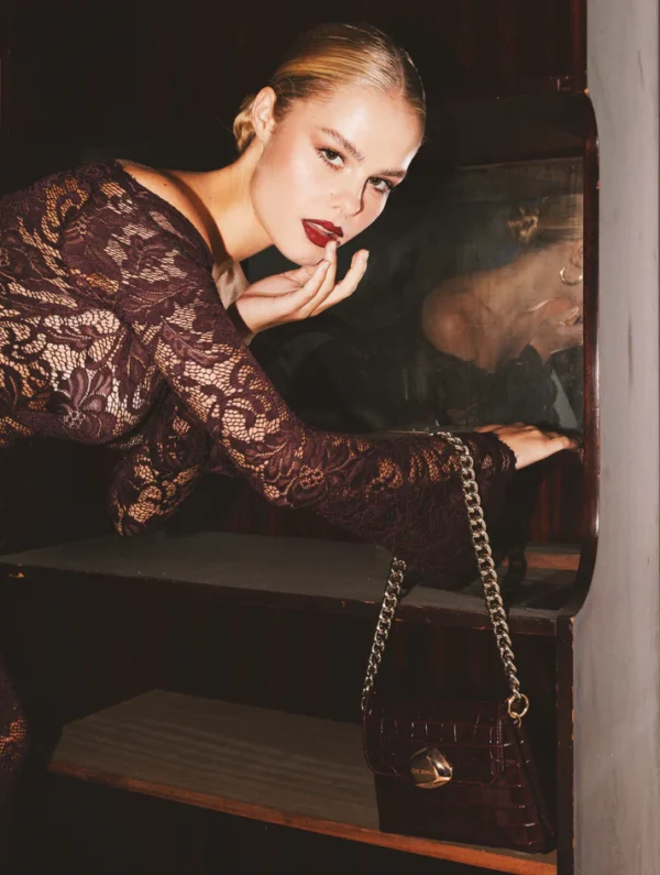MAYA MINIBAG(bordeaux croco genuine leather)