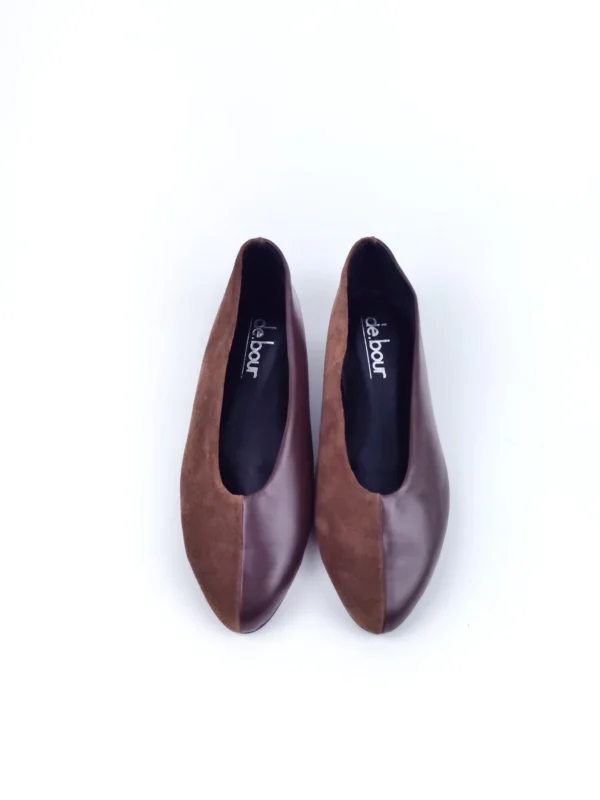 EDITH BROWN LEATHER & SUEDE BALLERINAS