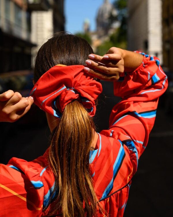 Zoya Scrunchie (Red with Stripes)