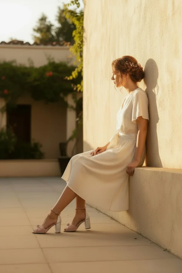 CASABLANCA LIGHT PINK KNOT HEELS