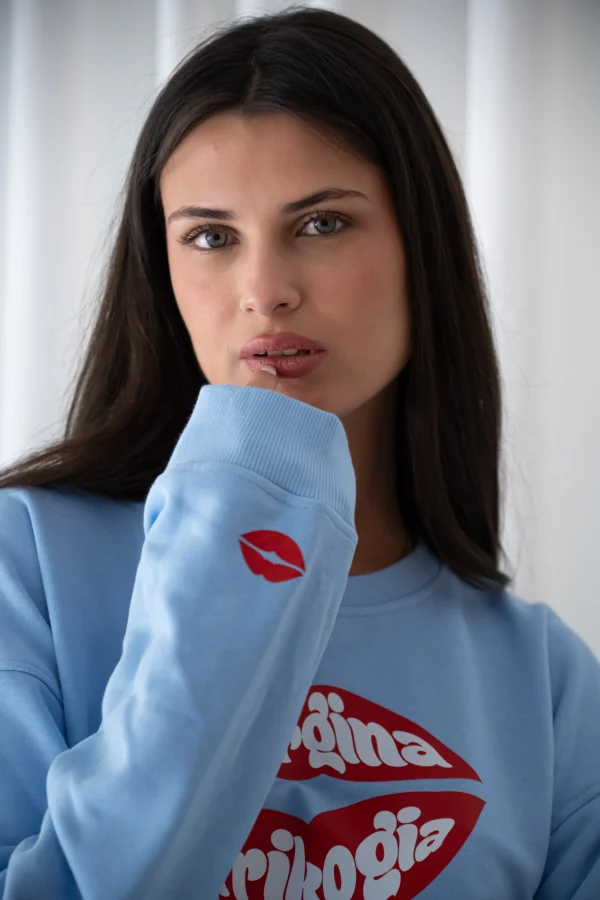 Sweet Lips Blue Oversized Sweatshirt