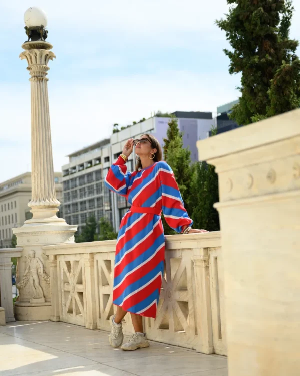 Milena Dress (Red & Blue)